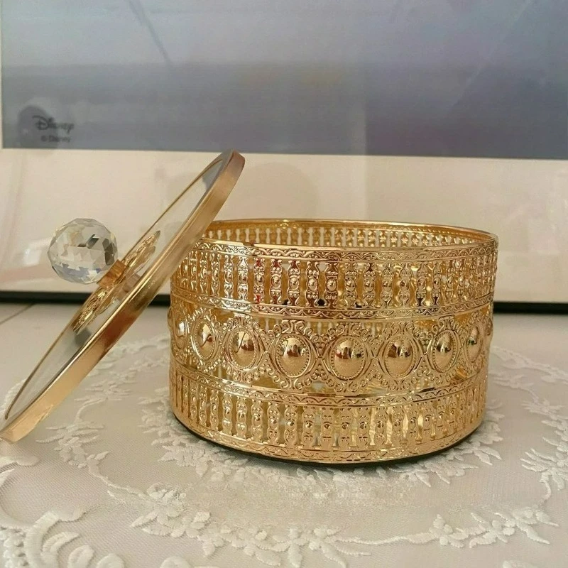 

European Gold Storage Box Metal Storage Boxes Girls Jewelry Lipstick Decorative Organization Ornament Organizador Maquillaje