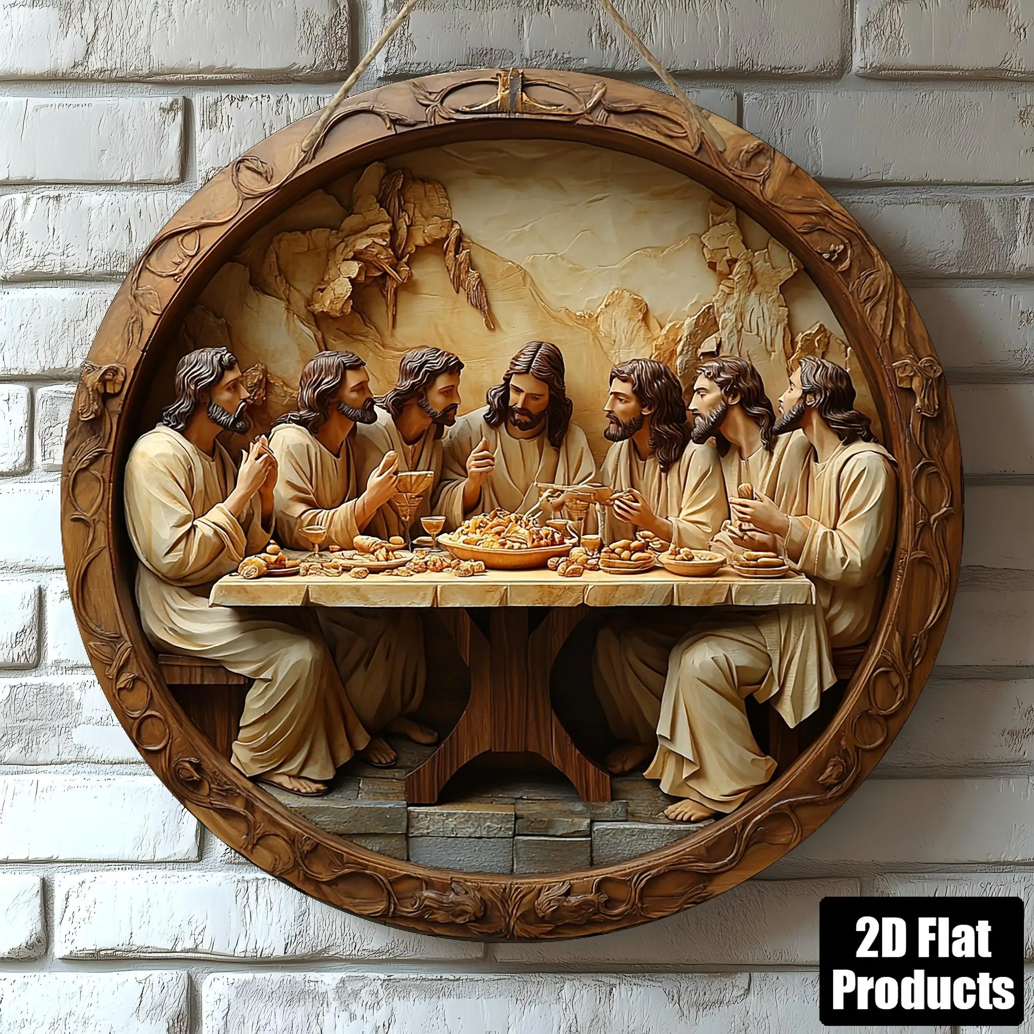 2D Vintage Metal Sign Board, Retro Wall Art Decor, Last Supper Religious Painting, Home Bar Kitchen Cafe Office Decoration, East