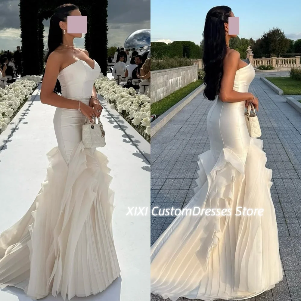 

Платье для свадебной вечеринки по индивидуальному заказу, милое платье русалки для торжественных случаев, длиной до пола, с рюшами, на молнии, элегантное и красивое Dre