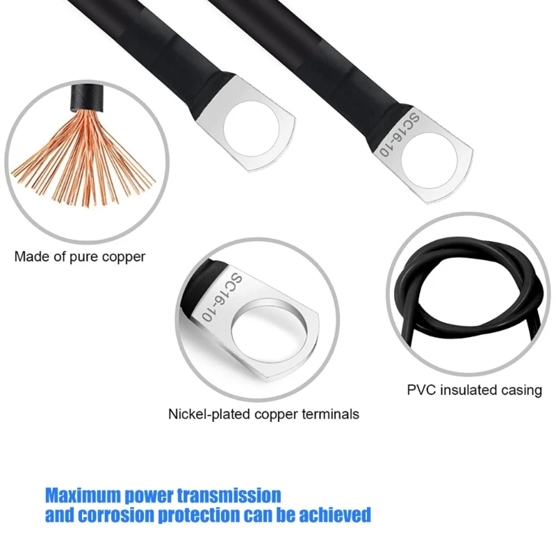 Premium 5AWG Copper Battery Cable 30cm Power Inverter Wire For Cars Solar Equipment And Marine Use view 4