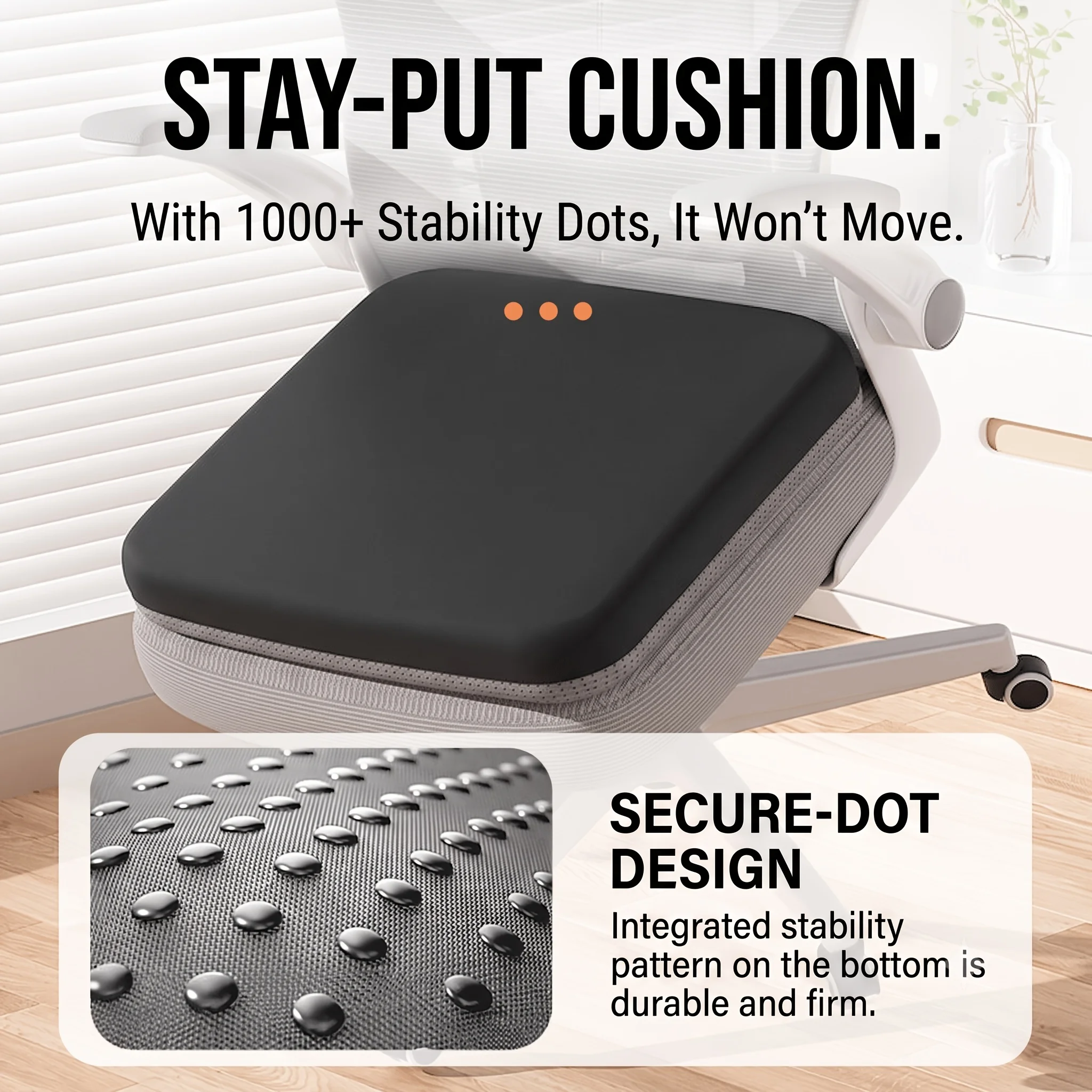 Ergonomic Memory Foam Square Seat Cushion, Slow Rebound Anti‑Flat Odorless Cushion for Office Chair, Great Gift