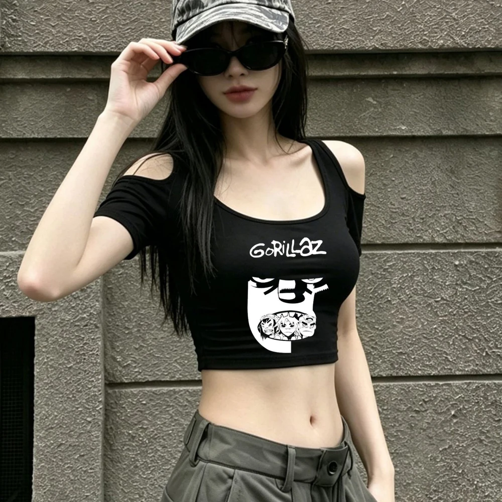 Gorillaz crop top women dollette graphic vintage shirt manga clearance sales cheap summer anime