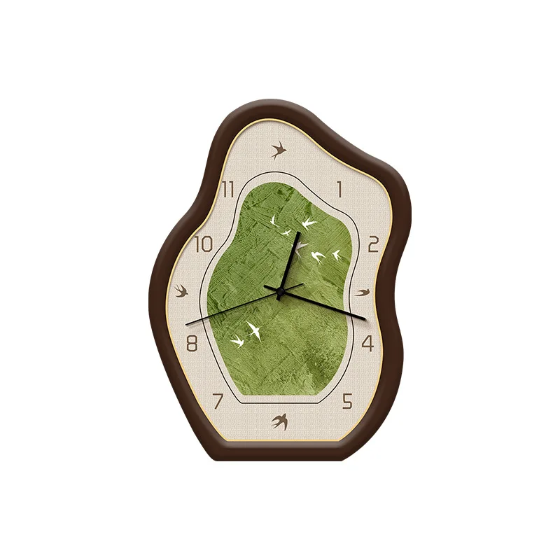 Green landscape table clock living room practical medieval high sense creative silent desktop clock pendulum table
