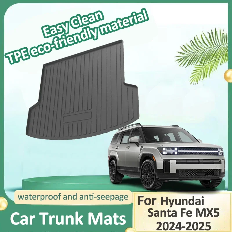 

For Hyundai Santa Fe 2024 Accessories MX5 MK4 2025 Waterproof Carpet Trunk Mat Tail Box Carpet Cargo Liner TPE Boot Storage Pad