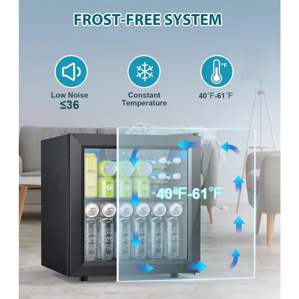 50캔 음료 냉장고 쿨러, 맥주, 탄산음료, 와인용 유리 도어가 있는 1.3 Cu.ft 미니 냉장고 조리대 음료 쿨러
