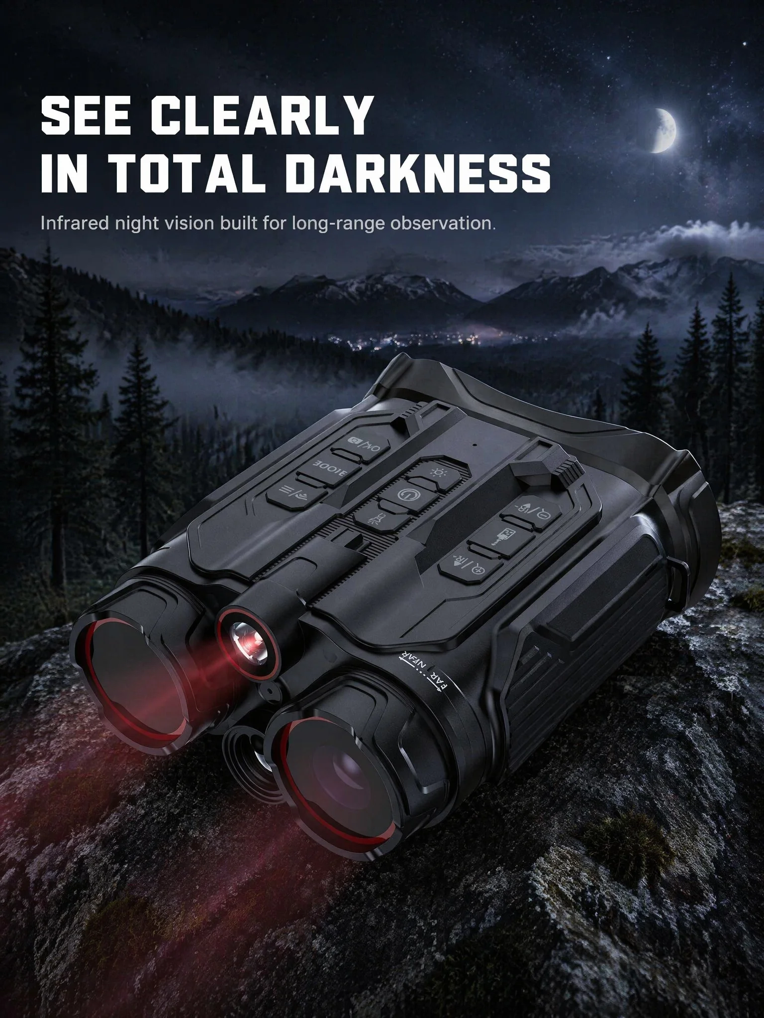 Night Vision Device GPS Infrared Camera 18X Digital Zoom 5K HD Wifi Outdoor Hunting Telescope for Full Darkness Search Compass