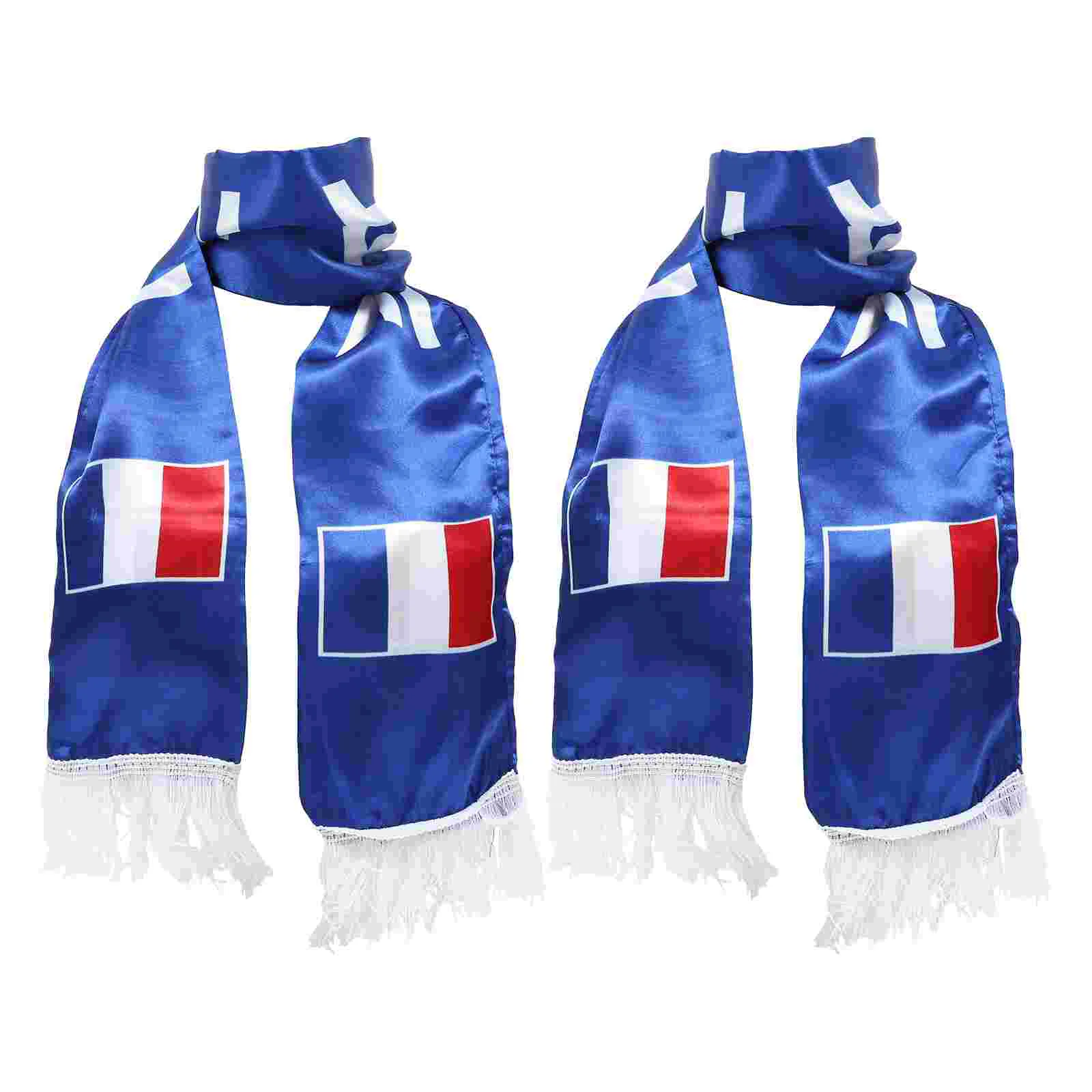 

2 Pcs Footballs Fans Scarf Soccer Knit for Sports French Patriots Scarfs National