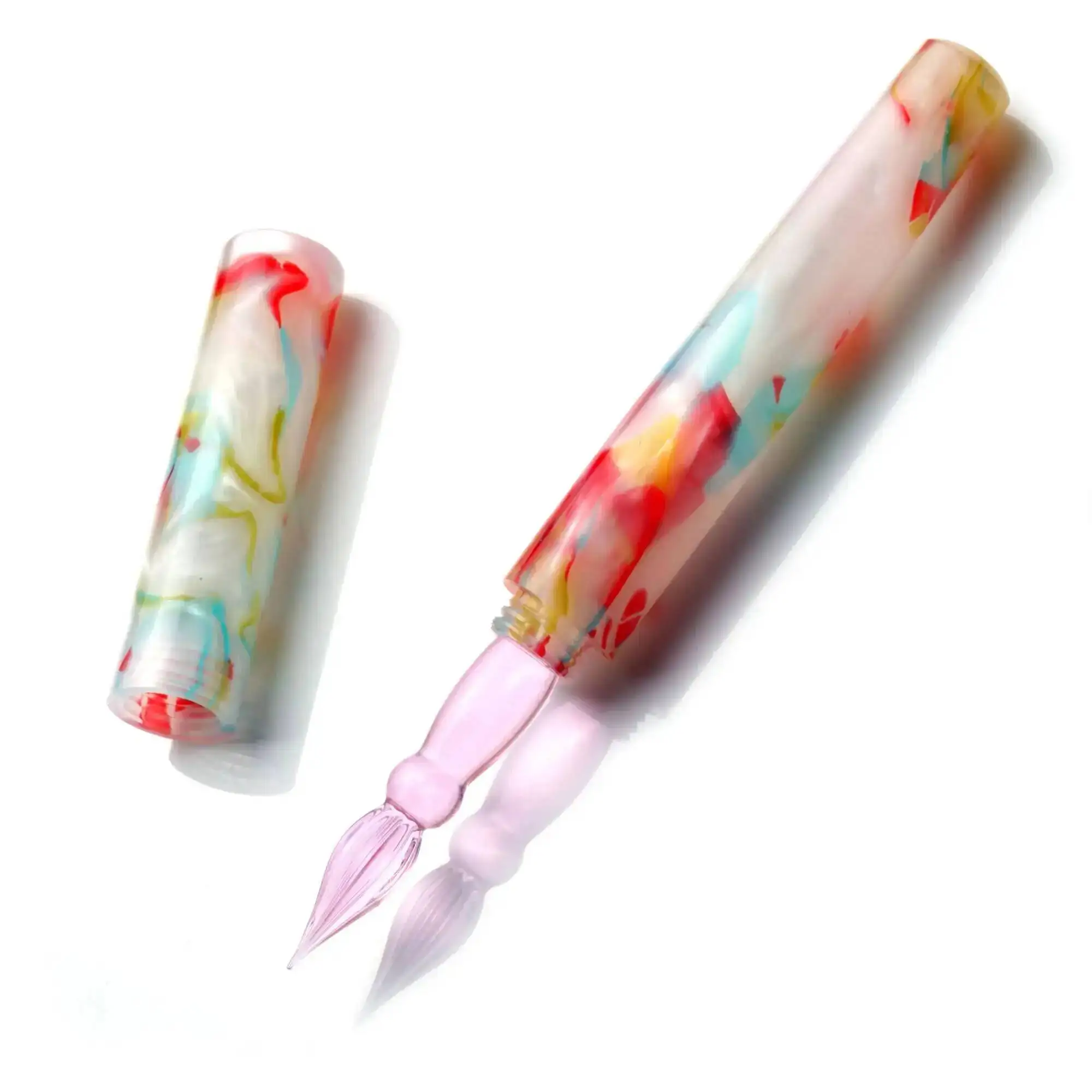 

Unique Design Glass Dip Pen Color Ink Pen Handmade Hooded Glass Pen
