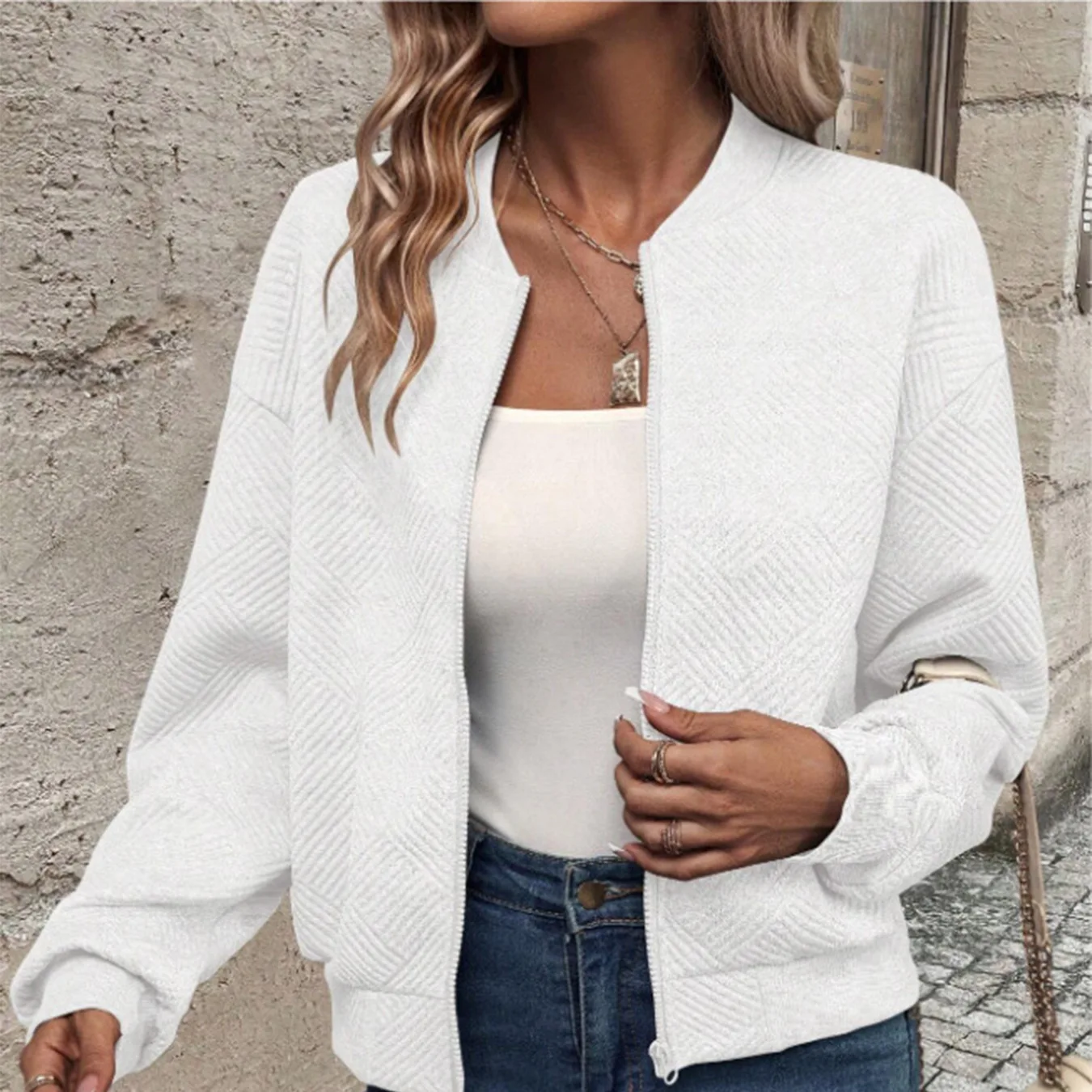 Women Long Sleeve Half Turtleneck Jacket Full Zip Lightweight Casual Sports Cardigan Outerwear Solid Cotton Casual Loose Jacket