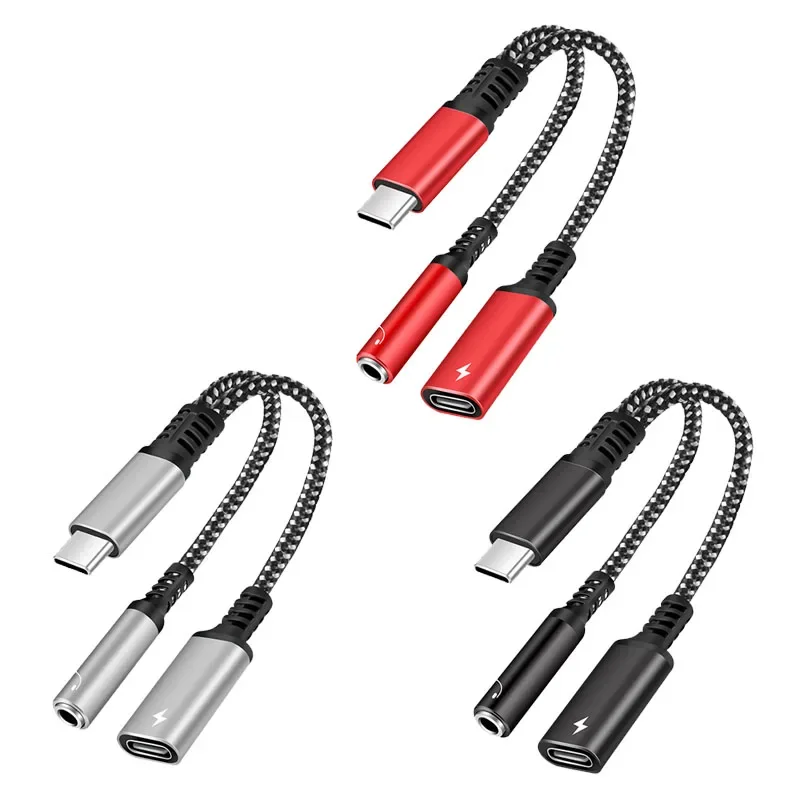 2in1 USB C To 3.5mm Headphone Jack Adapter Type C PD 60W Charge Audio Aux Adaptor for Ipad Pro Samsung S20 Ultra Xiaomi Huawei