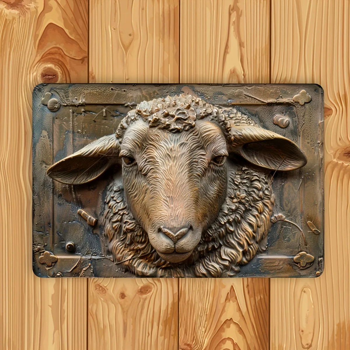 علامة تجارية كلاسيكية من القصدير المعدني للأغنام - تصميم ثلاثي الأبعاد، ديكور حائط داخلي وخارجي، مناسبة للمنازل وغرف النوم #1
