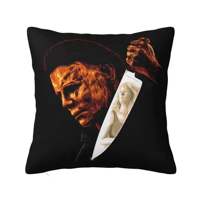 Nordic Style Scary Michael Myers Cushion Cover Polyester Halloween Horror Film Pillow Case for Car Square Pillowcase Decoration