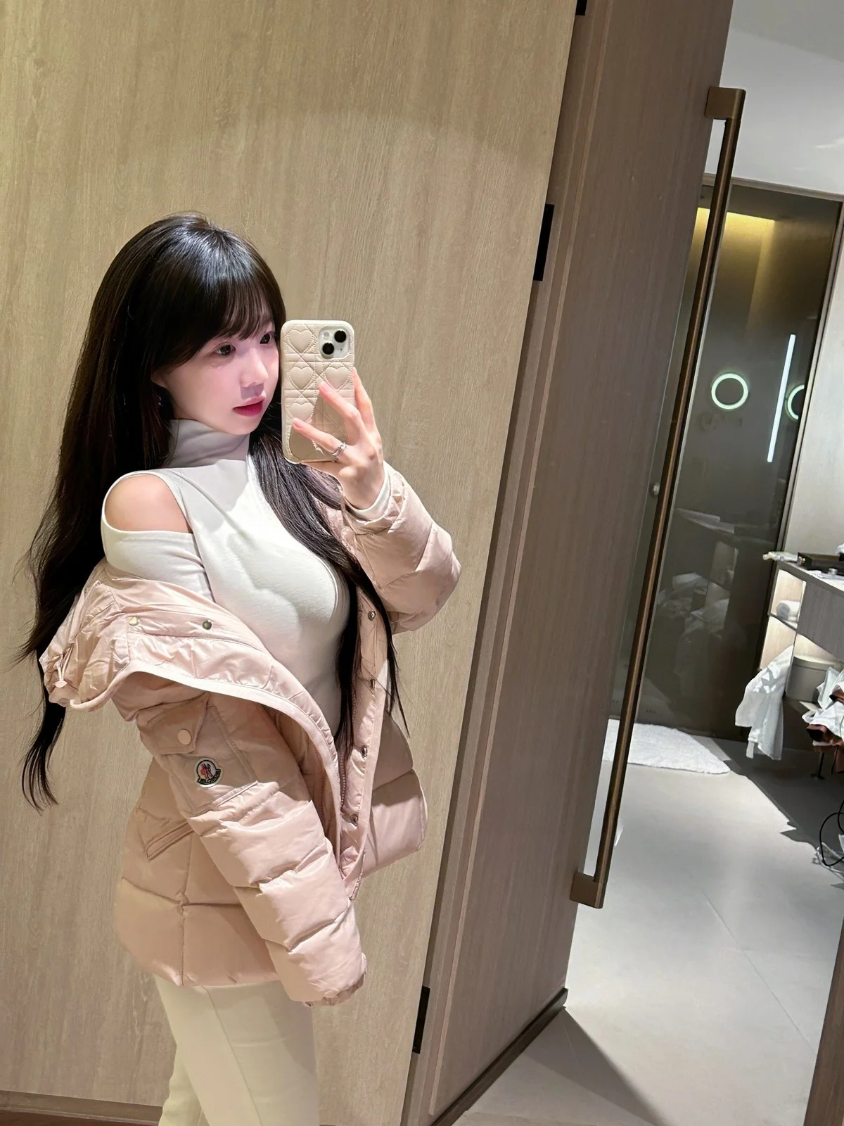 

Sweet Warmth Poered Waist M Home Barante down Jaet Autumn Winter Outerwear Slimming Small Size Cute Thinming