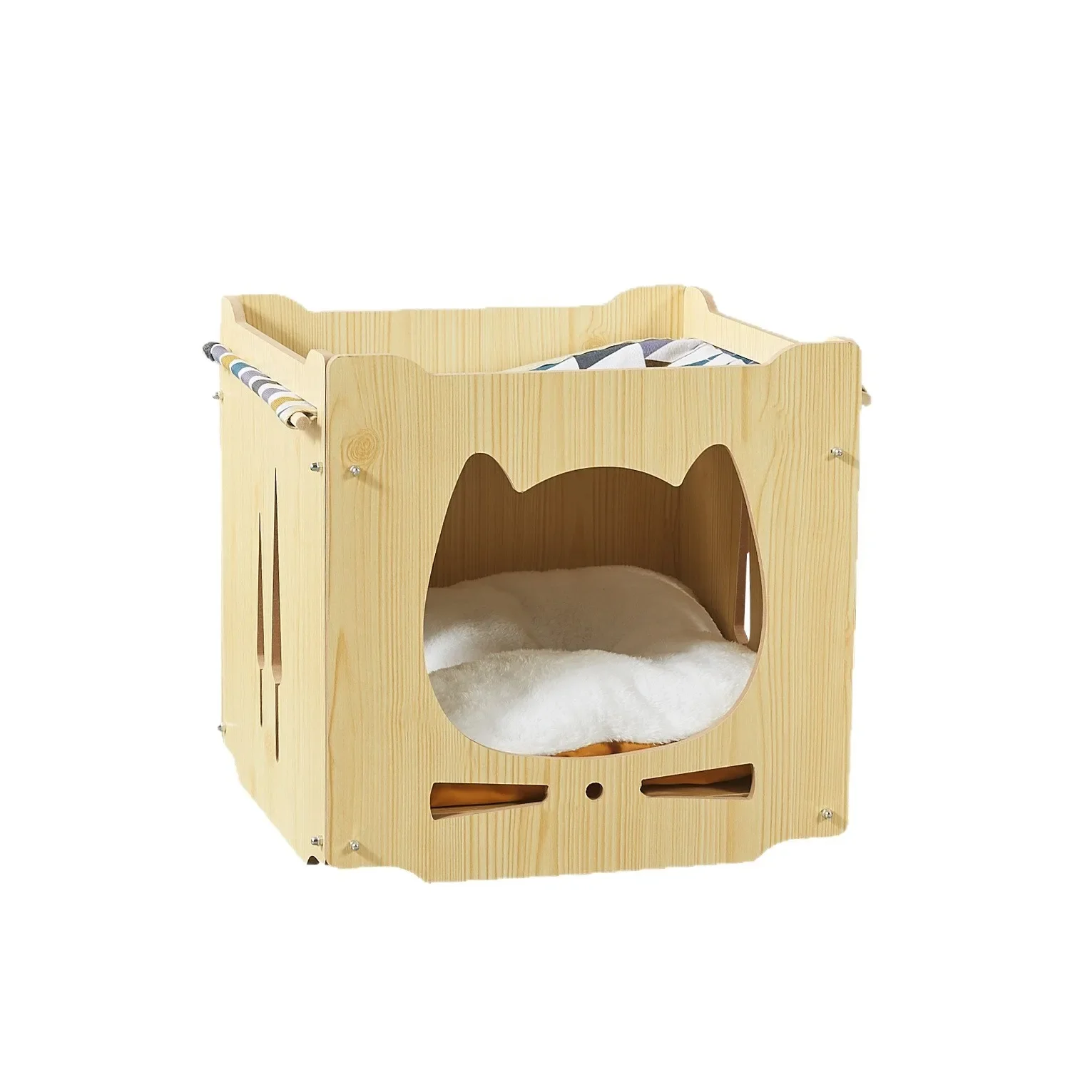 a-*Wooden cat nest household four seasons can be stacked closed multi-layer cat house pet supplies cat villa double layer.