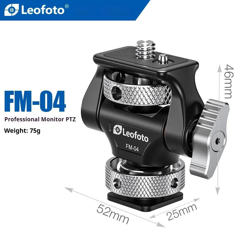 อุปกรณ์เสริมต่อขยายขาตั้งกล้องแบบตาเดียว Leofoto FM Universal Monitor Mount Snail Head FM Series Cold Shoe Arri Positioning