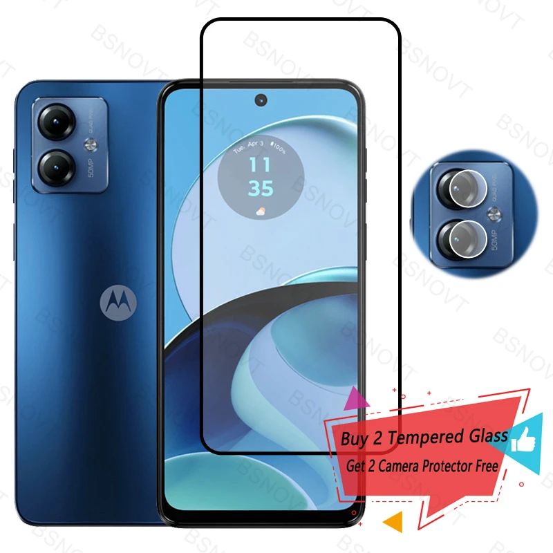 

Стекло с полным покрытием для Motorola Moto G14, защита экрана, закаленное стекло для Moto G14, стекло для Moto G14, пленка для объектива камеры 6,5 дюйма