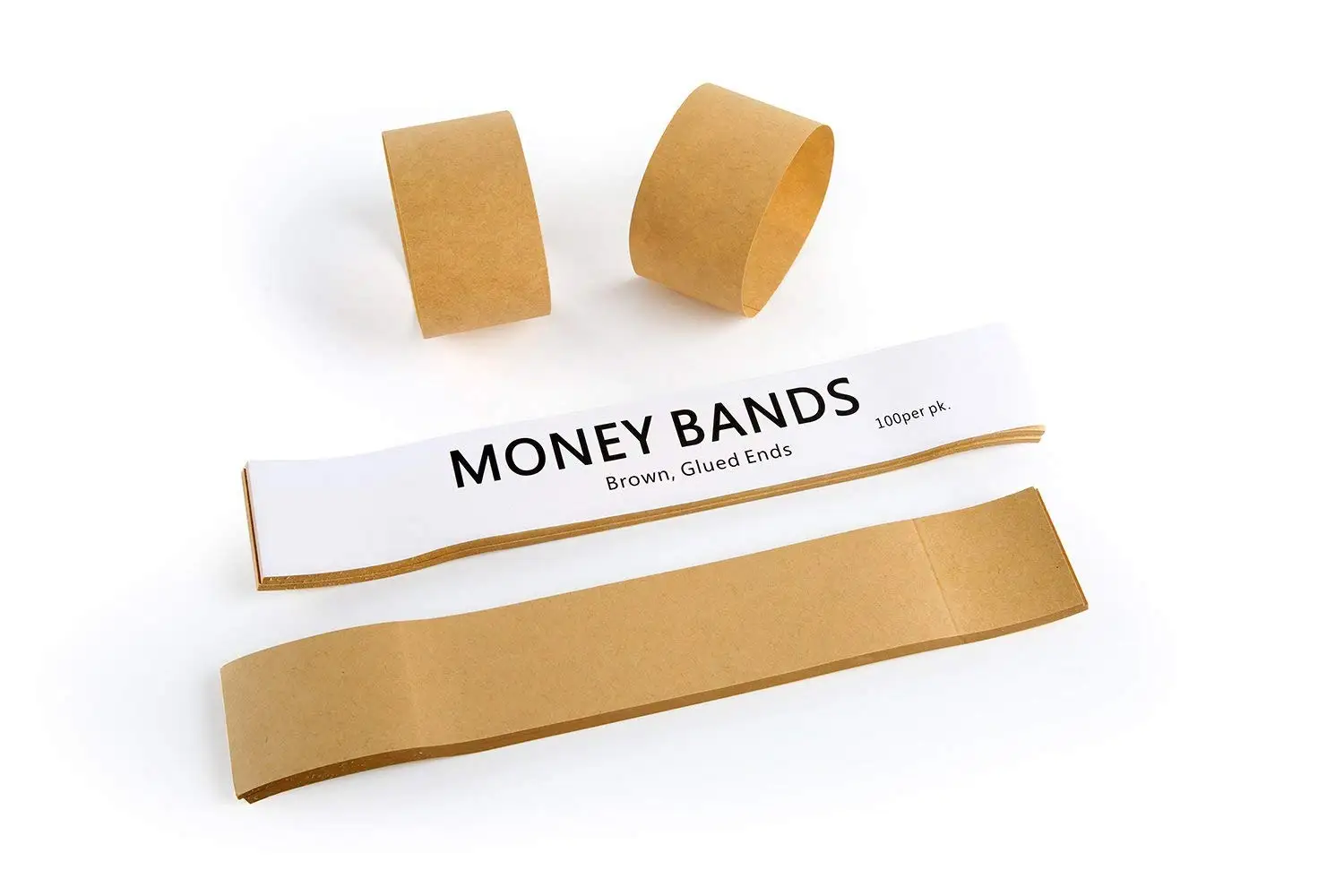 Natural Kraft Brown No Denomination Currency Band Bundles (100 Bands)