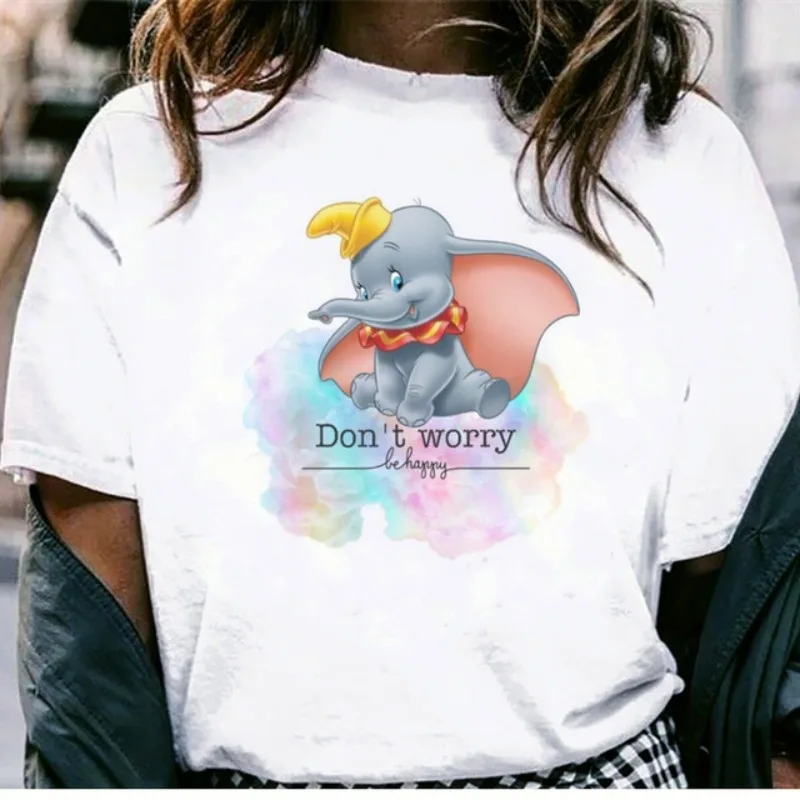 Elephant Dumbo Cartoon Cute Elephant Parent-child Loose Short-sleeved T-shirt Women\'s Summer Casual Cotton Plus Size T-shirt