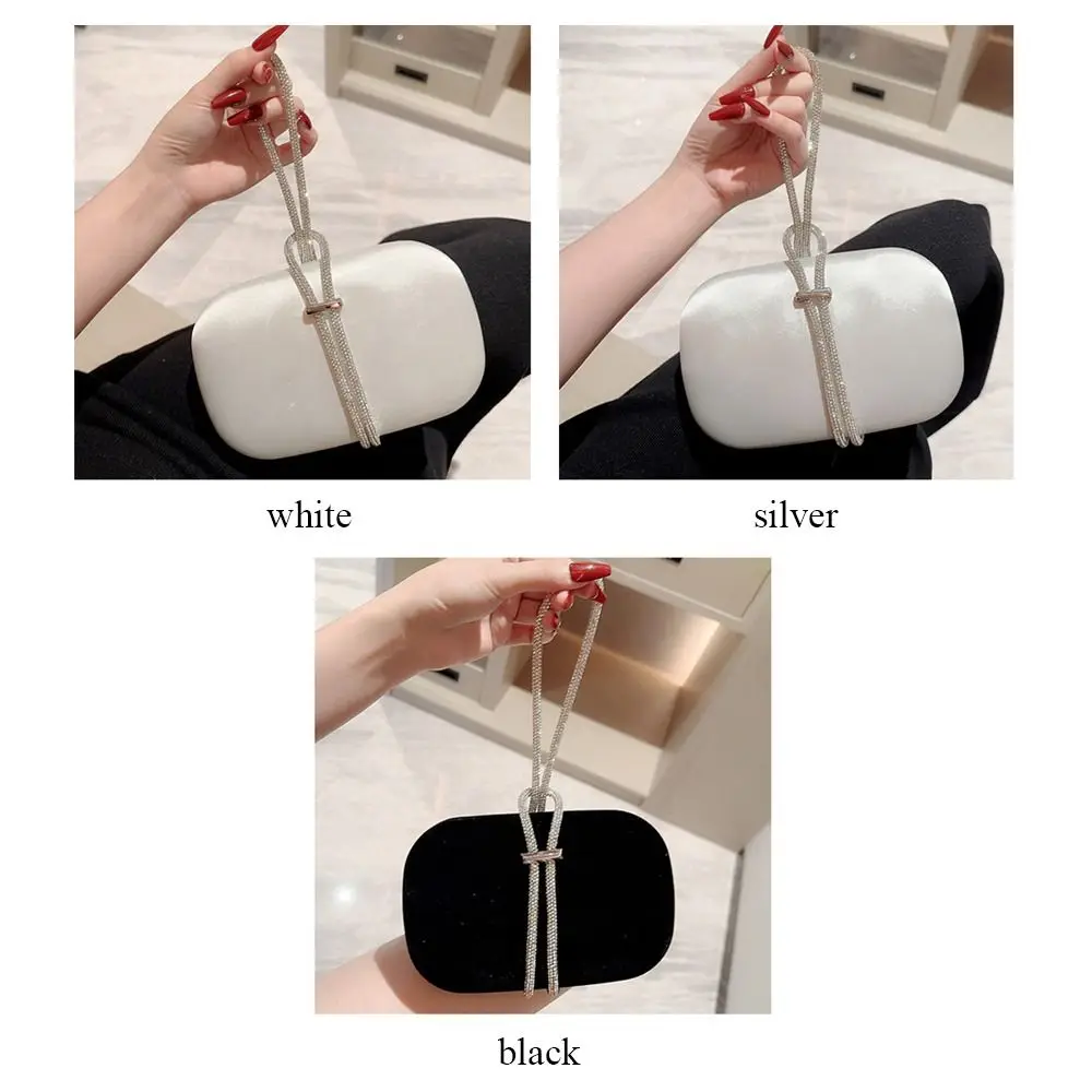 Gold Bright Silk Evening Bag Fashion Rhinestone Decorative Chain Handbags Shoulder Bags Women Female