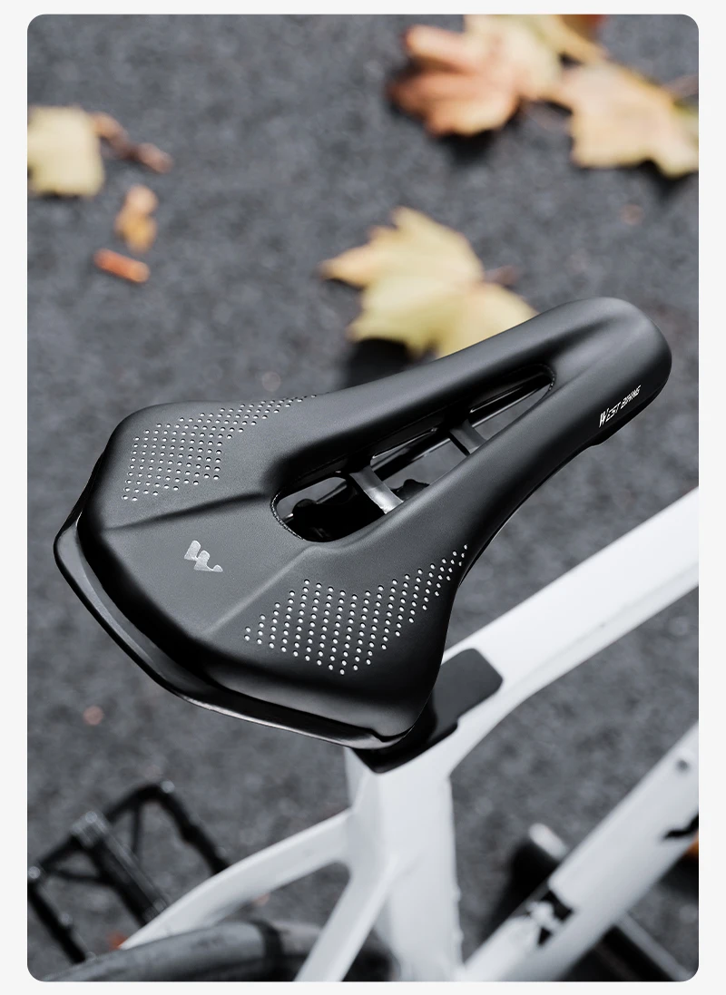 WEST BIKING Rennradsattel, kurze Nase, hohl, belüftet, bequem, PU-Leder, hochelastischer Schaumstoff, Rennradsitz, 253 x 150 mm – Detail 14