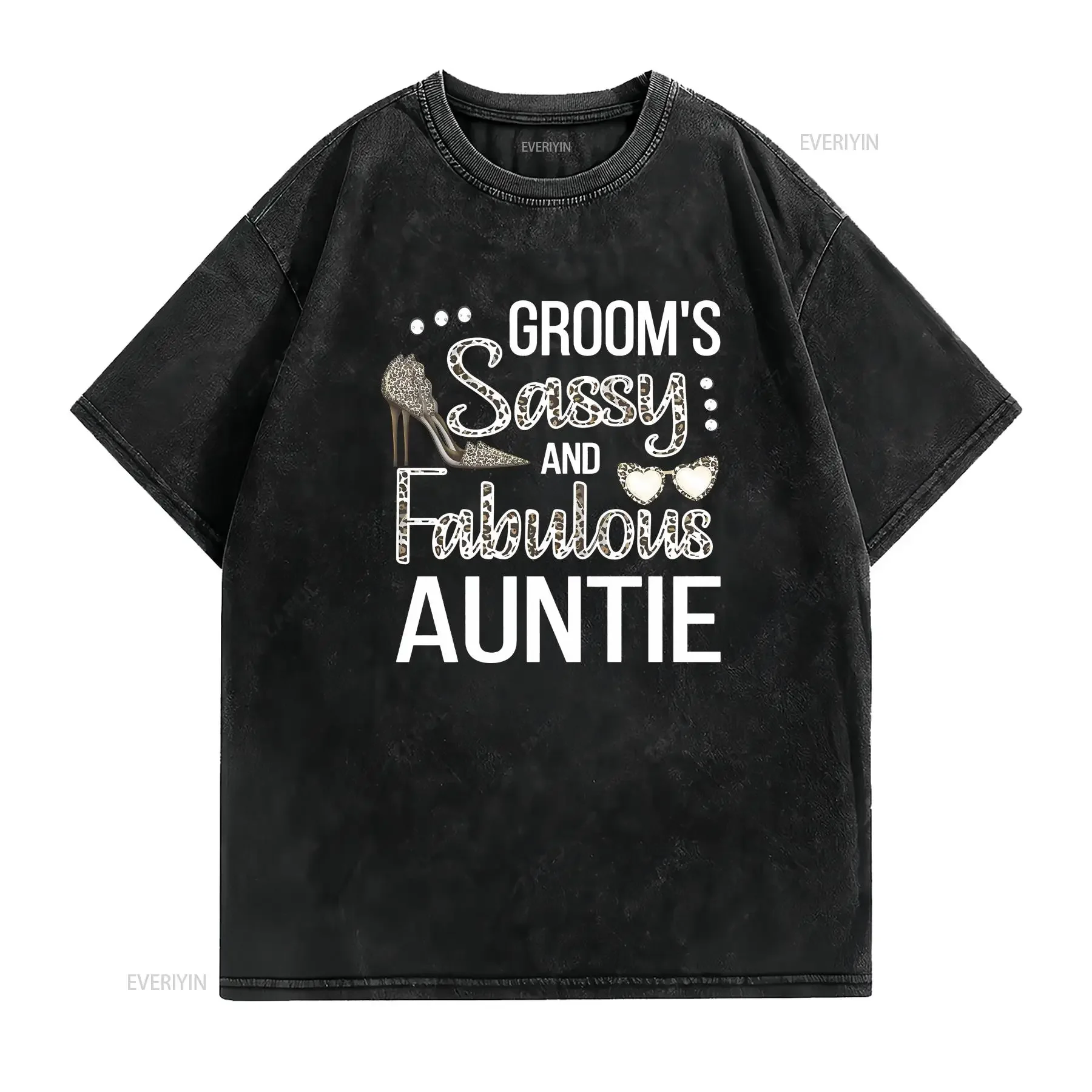 Aunt Of The Groom Wedding Party Sassy Auntie T Shirt vintage Washed Stretched Casual Unisex Breathable graphic Comfortable