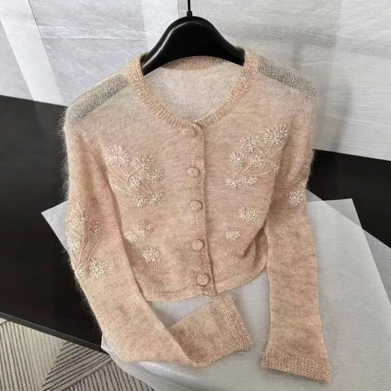 

Women Skin Crochet Wool Cardigan Women Autumn Sweater