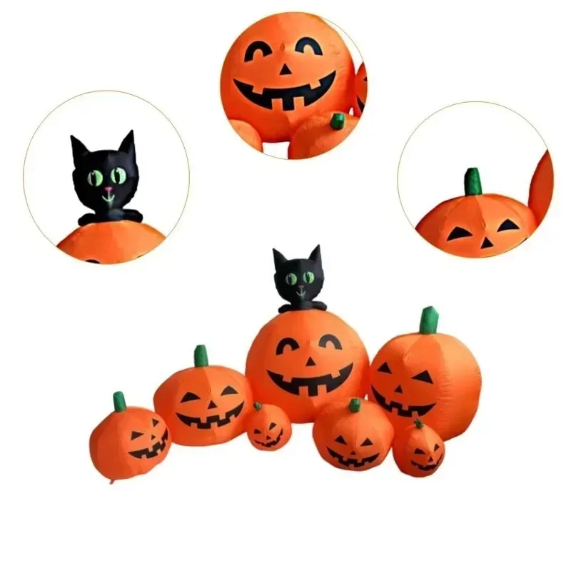7,5 футов Хэллоуин Праздничное Освещение Тыквы Кошки Украшения Партия Надувная Модель Открытый Сад Ужасы Реквизит Крытый Домашний Декор