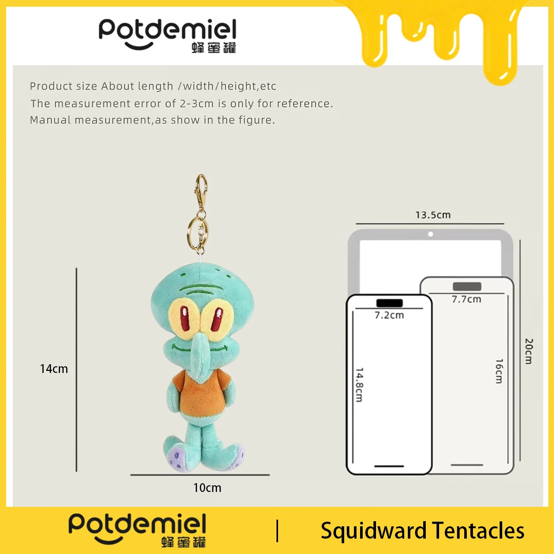 Potdemiel SpongeBob Squidward Tentacles Plush Keychain Backpack Hanger Handbag Pendant Purse Charm Collectible Accessory Mini view 6