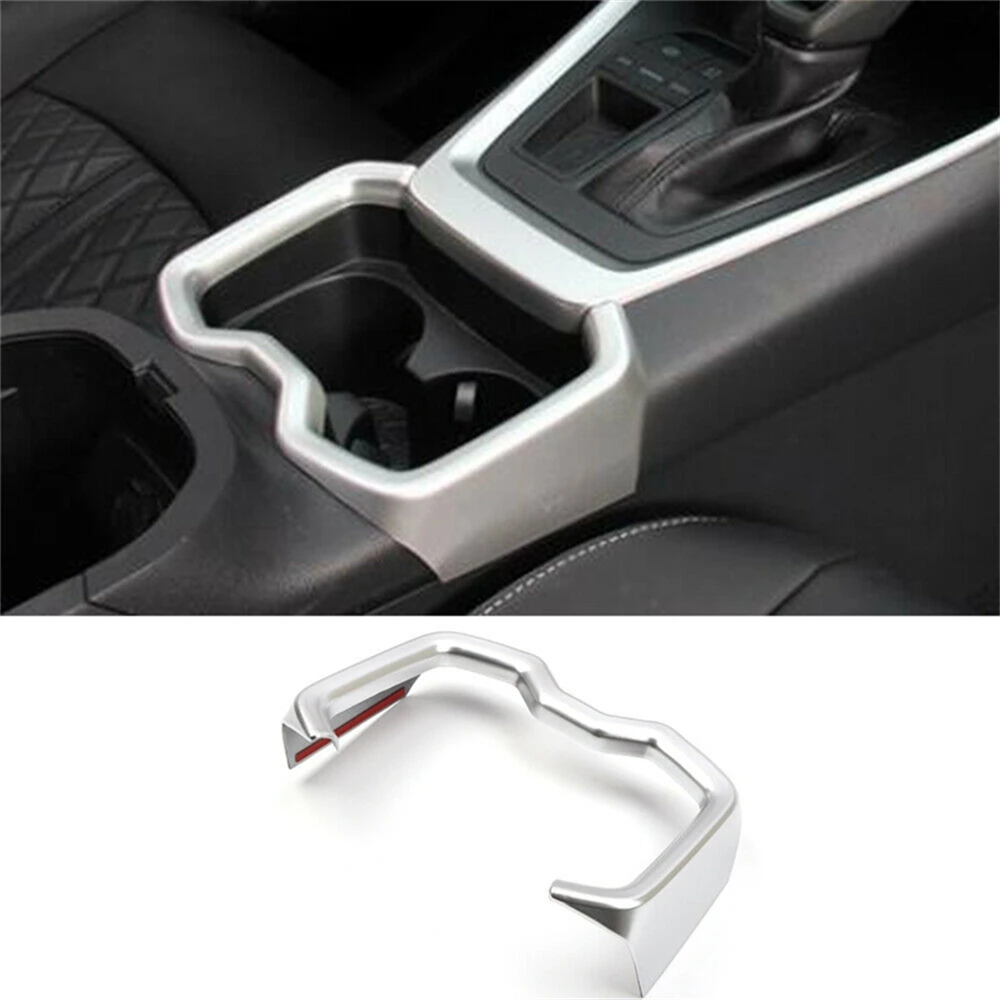 

Car Water Cup Holder Cover Trim Central Control Cup Holder Cover for 2019 2020 Toyota RAV4 Silver ABS Car Accessories