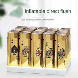 25pc/15pc/5pc Metal Windproof Blue Flame Direct Charge Lighter Durable Inflatable Playing Card Appearance