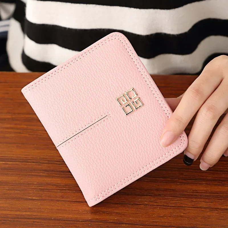 Woman  Hasp Elegant Short Wallet PU Leather Mini Card Purse Money Clip 9Z