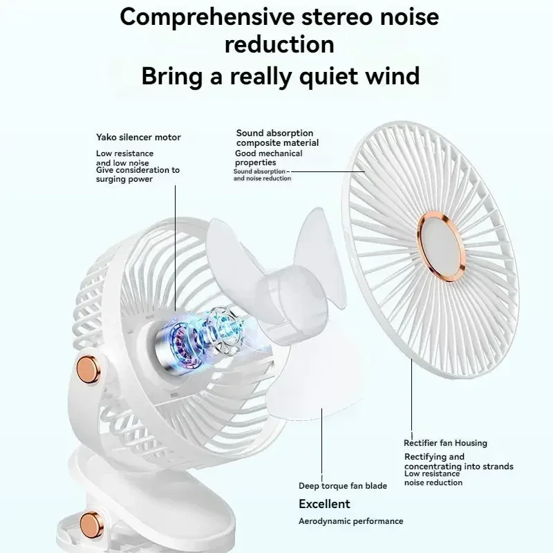 New 3 in 1 Portable Mini Clip Fan Rechargeable Air Circulator Wireless Electric Fan With Led Light Clip-on Home handheld Fan