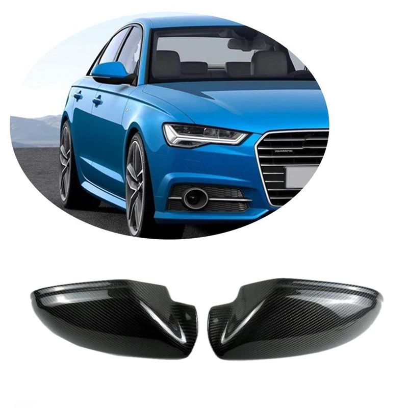 

1 Pair Car Rearview Covers Carbon Fiber Mirror Caps Trim Accessories For - A6 C7 A6 S6 RS6 2012-2018