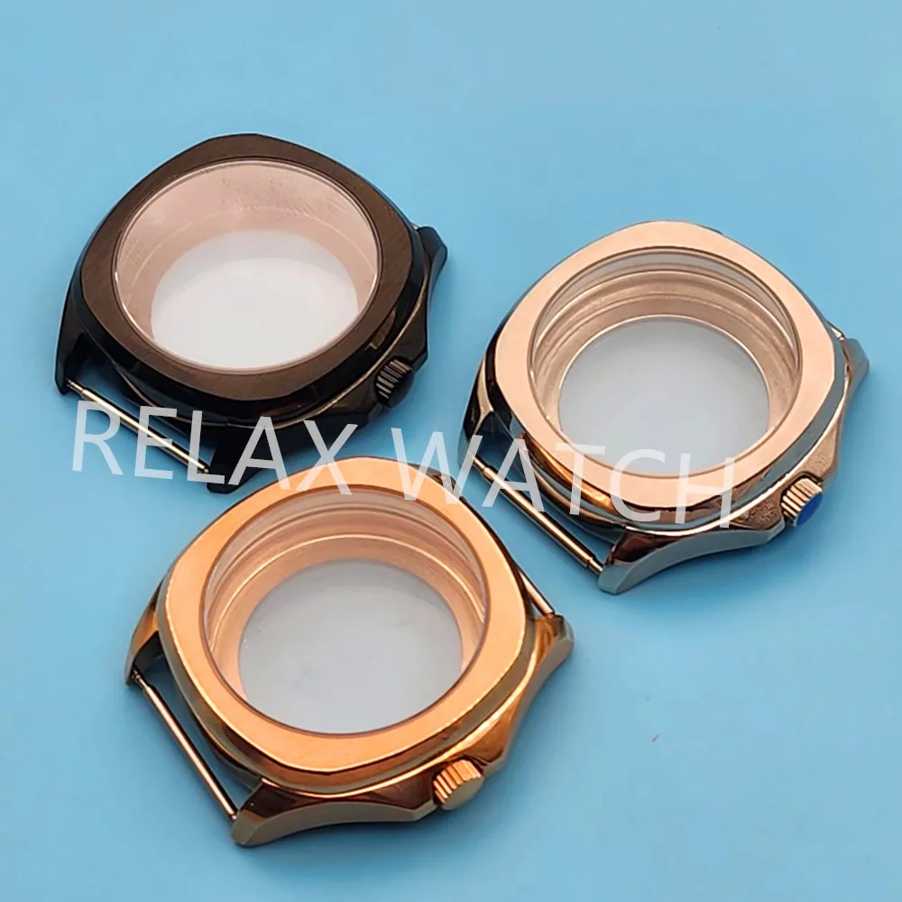 

40mm Silver Rose Gold PVD Black Watch Case Fit NH35 NH36 PT5000 ETA2824 2836 Miyota 8215 8205 Movement Sapphire Glass