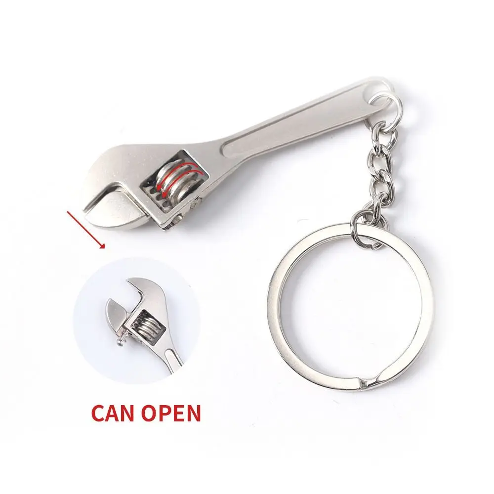 1Pcs Men Special Gift Mini Wrench Keychain Hand Tool Metal Jaw Spanner Key Chain Open-end Portable Shifting Spanner Tool