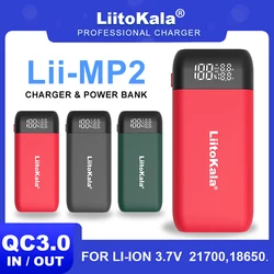 LiitoKala Lii-MP2 18650 21700 Battery Charger& Tablet Power Bank QC3.0 Input/Output Digital Display.