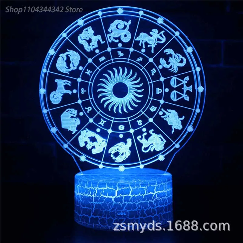 Constelação 3d acrílico aries taurus equilíbrio luz noturna sala de estar quarto criativo pai criança presente decoração luz usb em