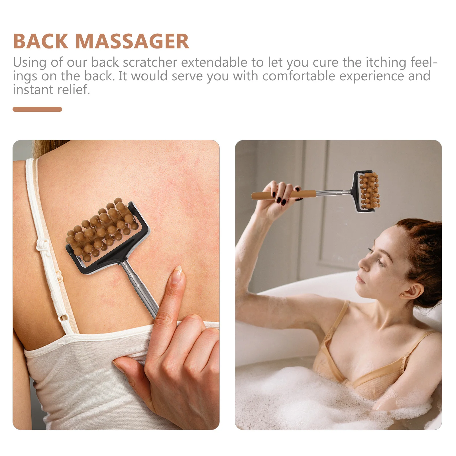 

3 шт., роликовый массажный инструмент для спины, телескопический скребок для тела из нержавеющей стали, забавный дизайн колеса, прочный легкий портативный рельефный зуд