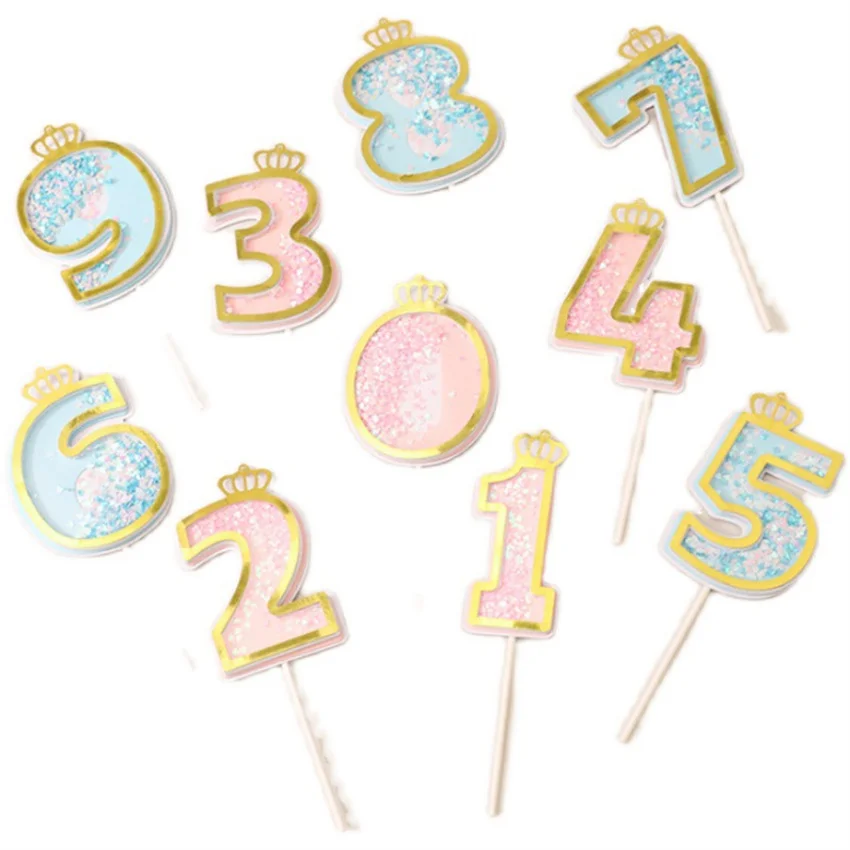 New Sequins Digital Candle Birthday Number Cake Candle 0 1 2 3 4 5 6 7 8 9 Cake Topper Girls Boys Baby Party Supplies Decoration