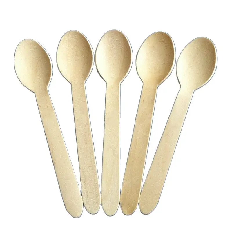 100pcs 16cm Party Use Disposable Wooden Fork Spoon Knife Flatware Wood Cutlery