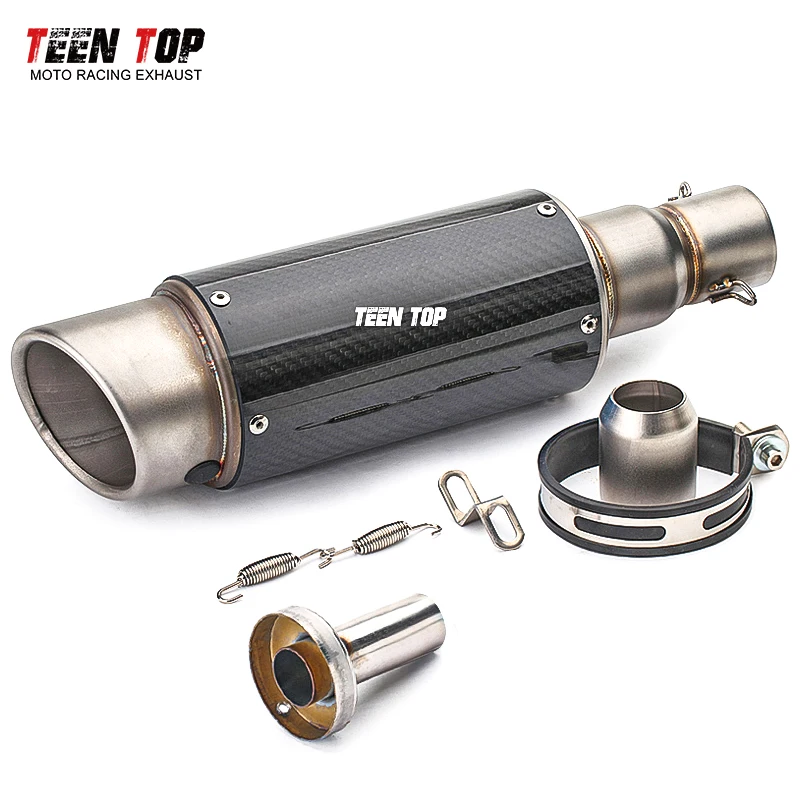 

51mm Universal Motorcycle Exhaust Muffler Carbon Fiber Exhaust Elbow TNT600 BJ300 Tornado 302R Motorbike Elbow 390mm Silencieux