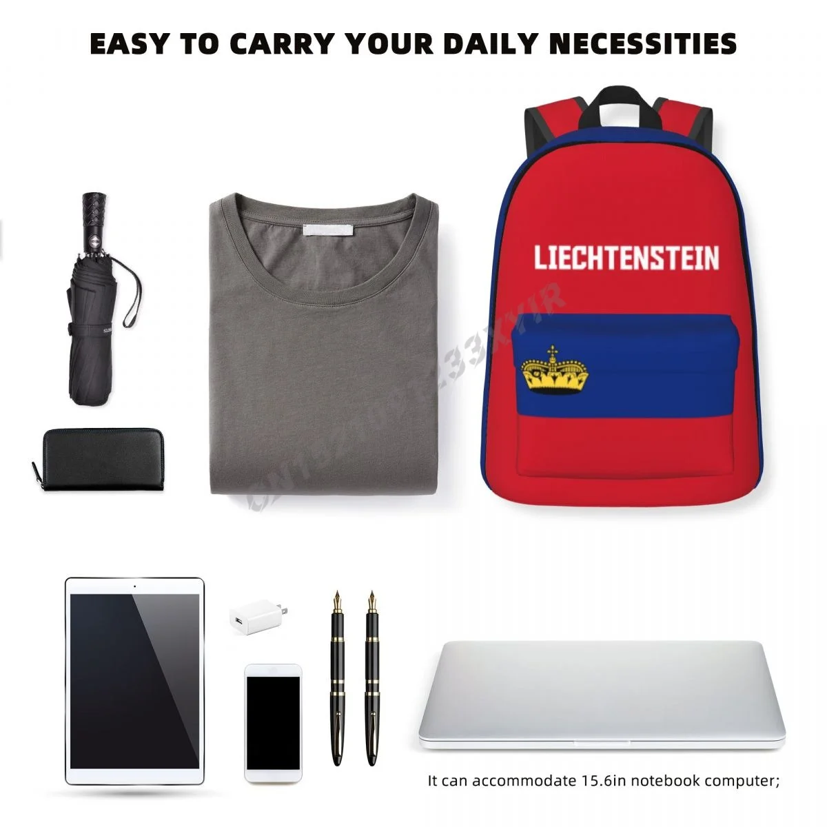 Unisex Backpack Liechtenstein Flag Stitch Schoolbag Messenger Bag Case Laptop Travel Bag Mochila Gift