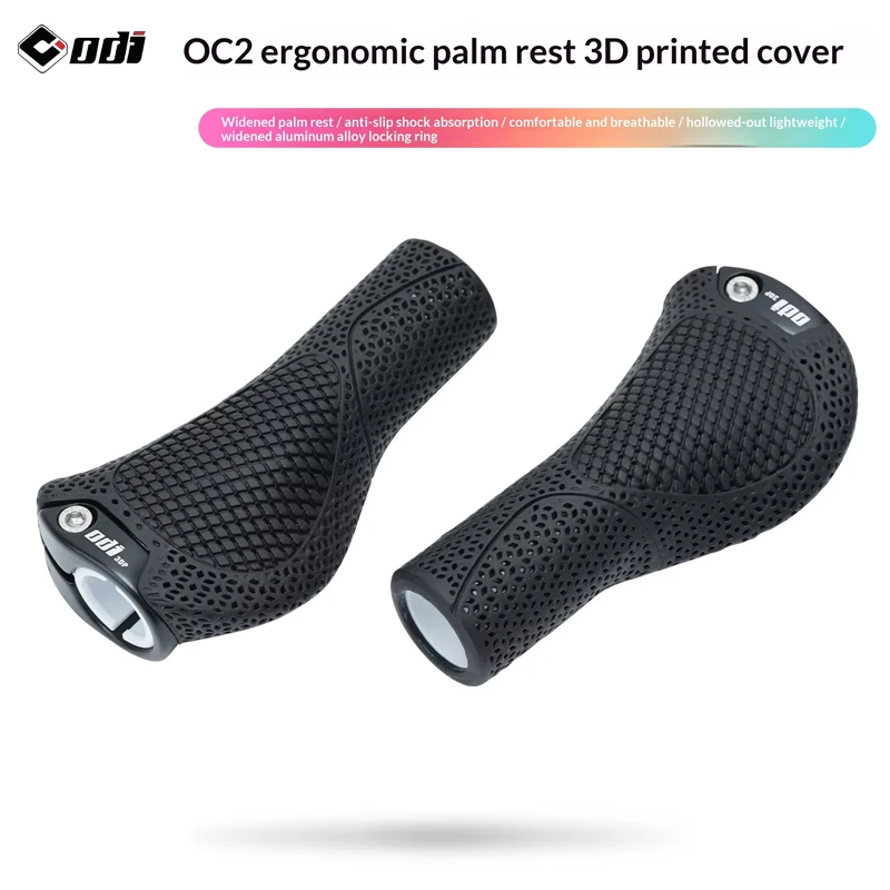 ODI OC2 3D Printed Ebike Handlebar Grips Ergonomic Wide Palm Rest Anti-slip Shock Absorption Hollow Alloy Lock for Road MTB Bike