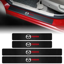 4 St Auto Koolstofvezel Instaplijsten Bescherming Sticker Anti-Kras Film Accessoires Voor Mazda 3 6 Axela CX-5 CX-3 CX-8 Axela MS 323