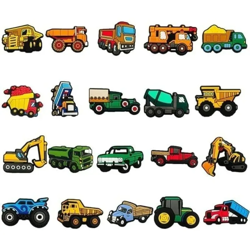 Engineering Vehicles Cars Set PVC Shoe Charms Accessories for Clogs Slide Sandals Shoe Decoration Buckles Pins Boys Girls Gifts