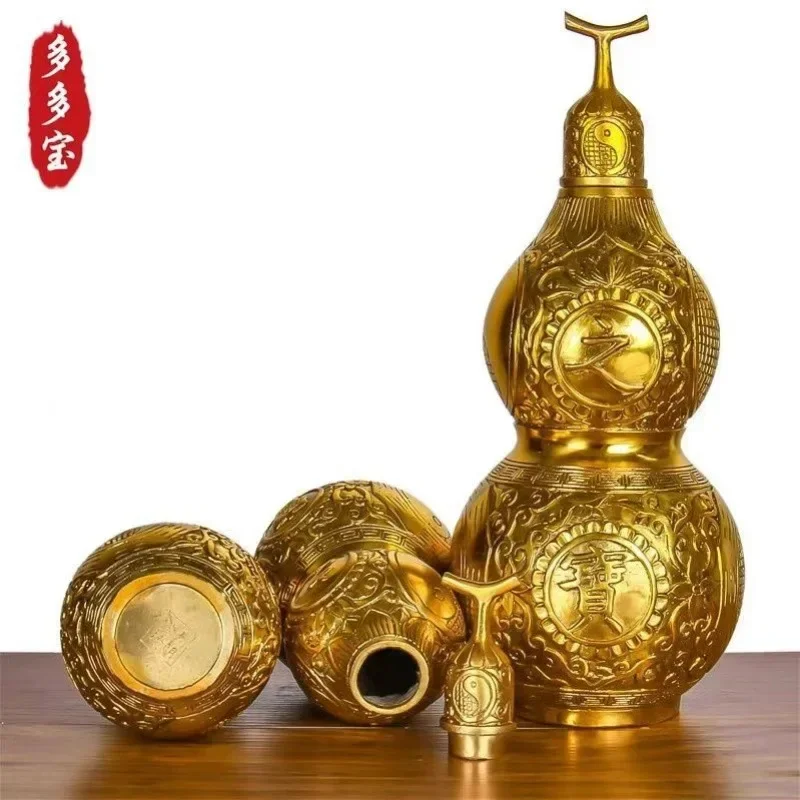 HYS copper gourd pure copper ornament gossip pendant open lid hollow home decoration living room entrance office