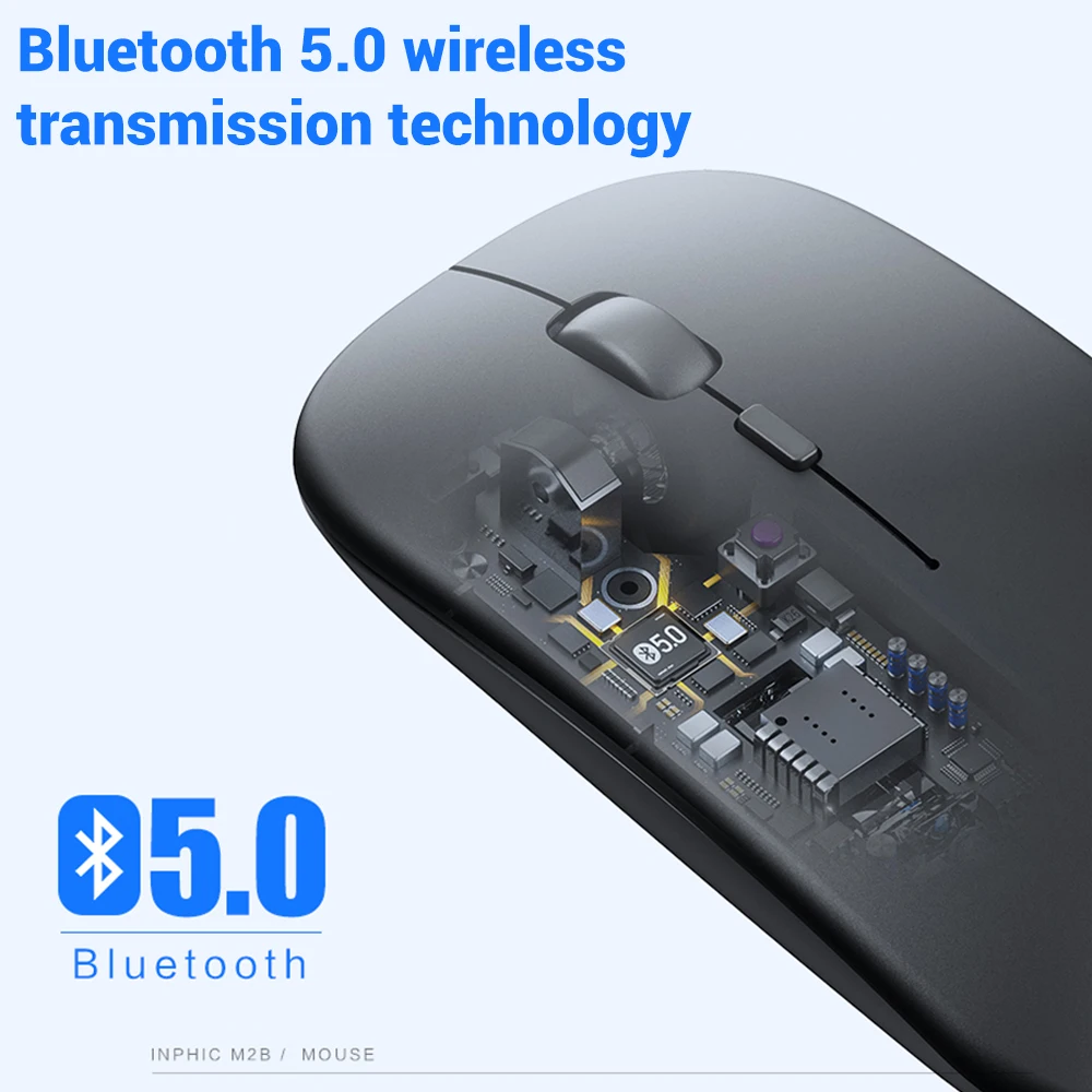 Mouse Bluetooth sem fio recarregável, Ratos ergonômicos silenciosos portáteis para computador iPad, laptop, tablet, telefone, jogos de escritório