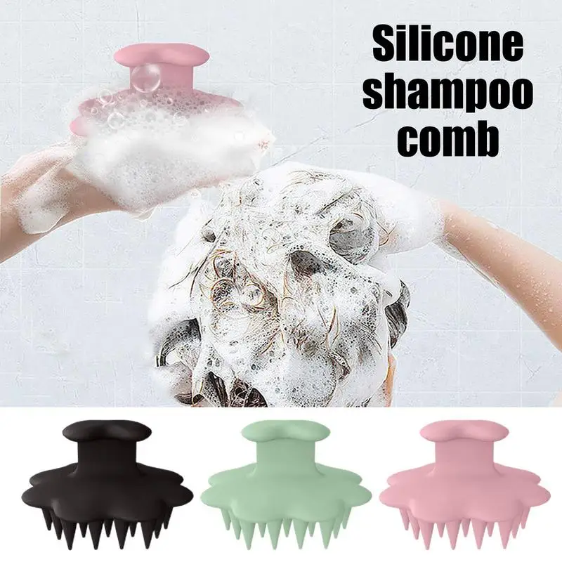 

Massaging & Washing Head Scrubber Shower Silicone Shampoo Brush Head Scalp Hair Washing Comb Body Massage Brush for Home Travel