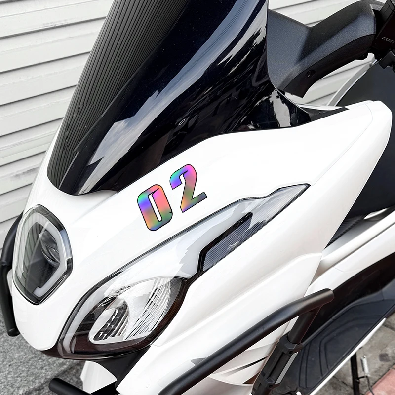 Arabic Number Sticker Gradient Laser Vinyl Decal Waterproof Motorcycle Fuel Tank Fairing Helmet Bike Racing Decor