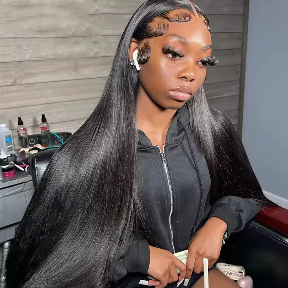 

30 40 Inch Bone Straight 13x6 13x4 HD Transparent Lace Frontal Wigs For Women 250 Density Wig 360 Full Loose Lace Human Hair Wig